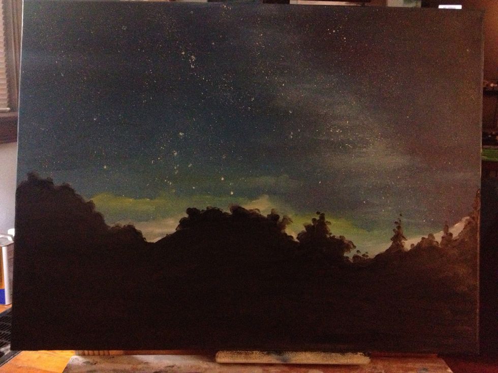 A layer of straight black on top to push everything else back.