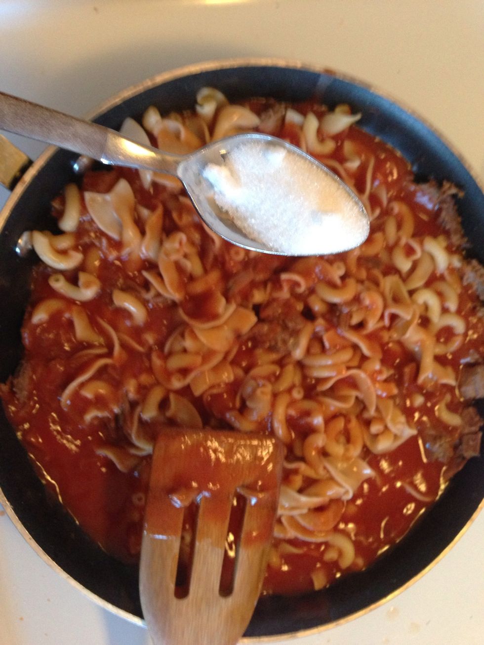 A Lil sugar to reduce the acidity of tomato sauce