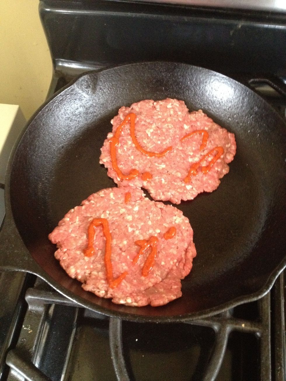 A little bit on one side of the meat