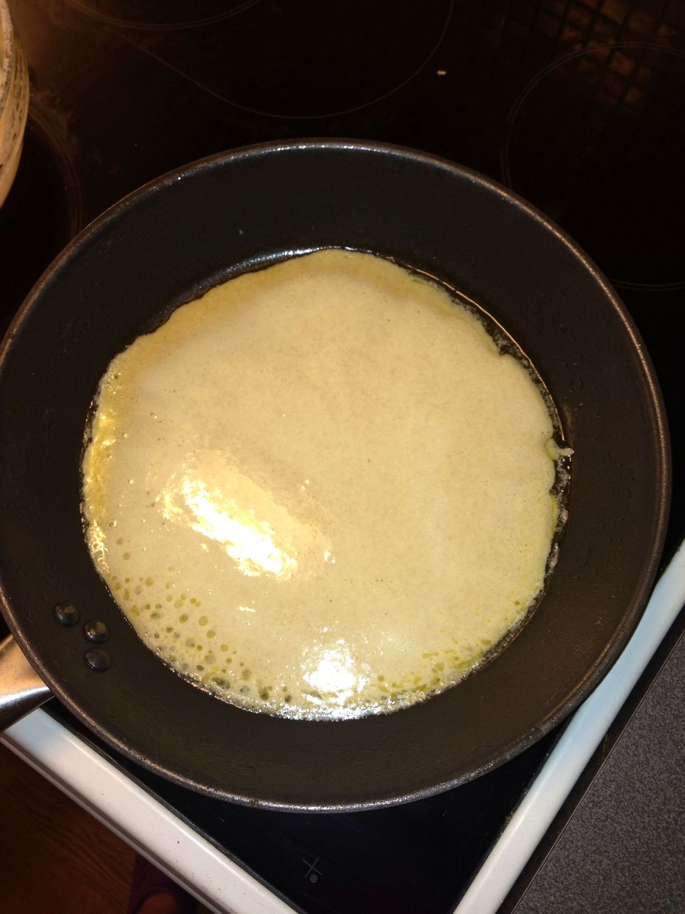 A little butter/oil in and pre heat the frying pan.