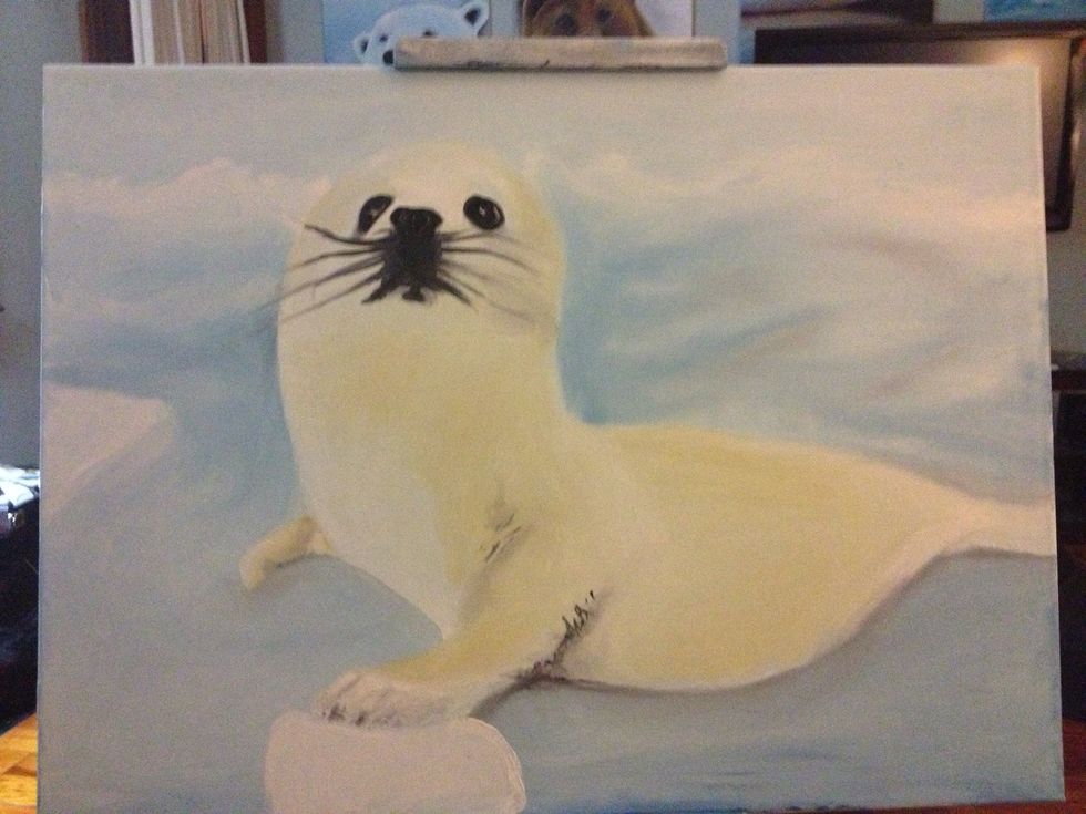 A little more white & ochre mix around the head.