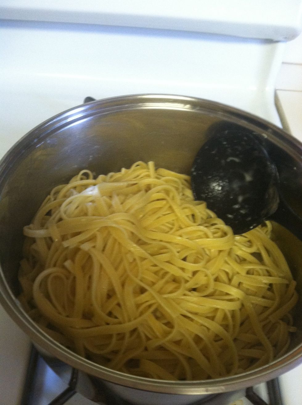 A lot of noodles, i put a small scoop if the sauce so it wont stick to the pan:)