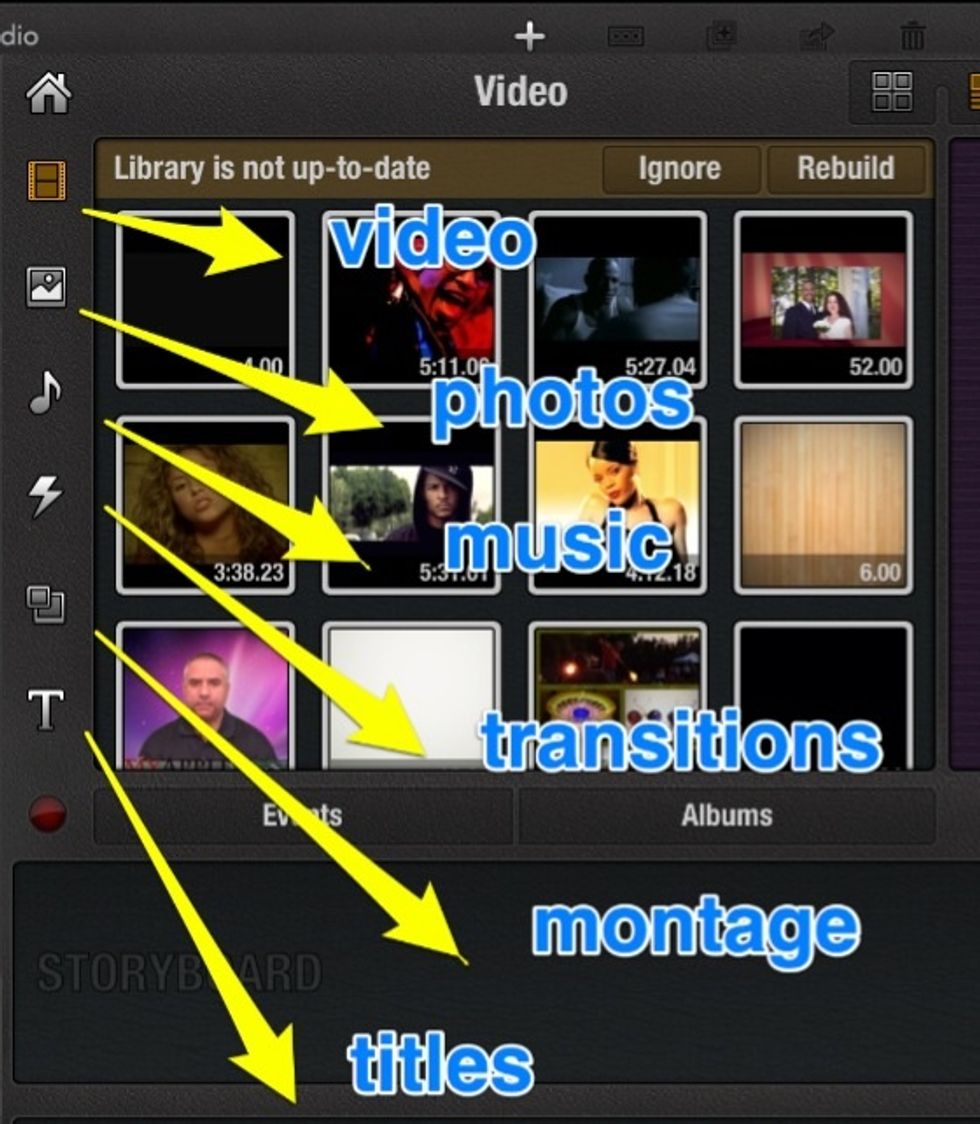 A menu of elements to add to your project.