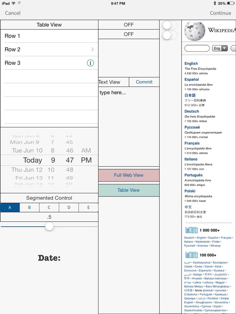 A page full of controls!
