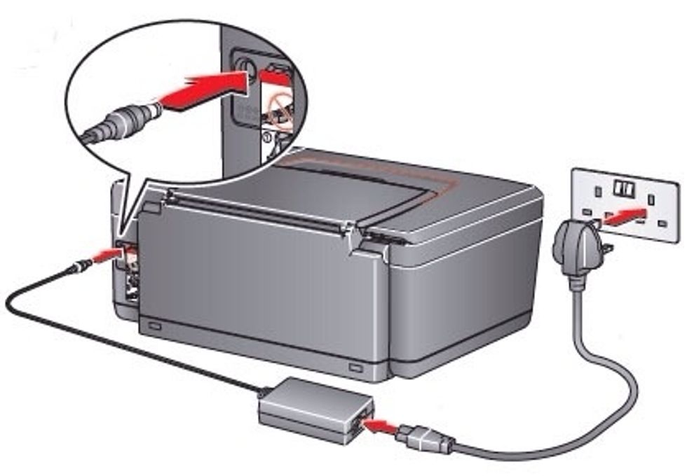 A plugged in printer