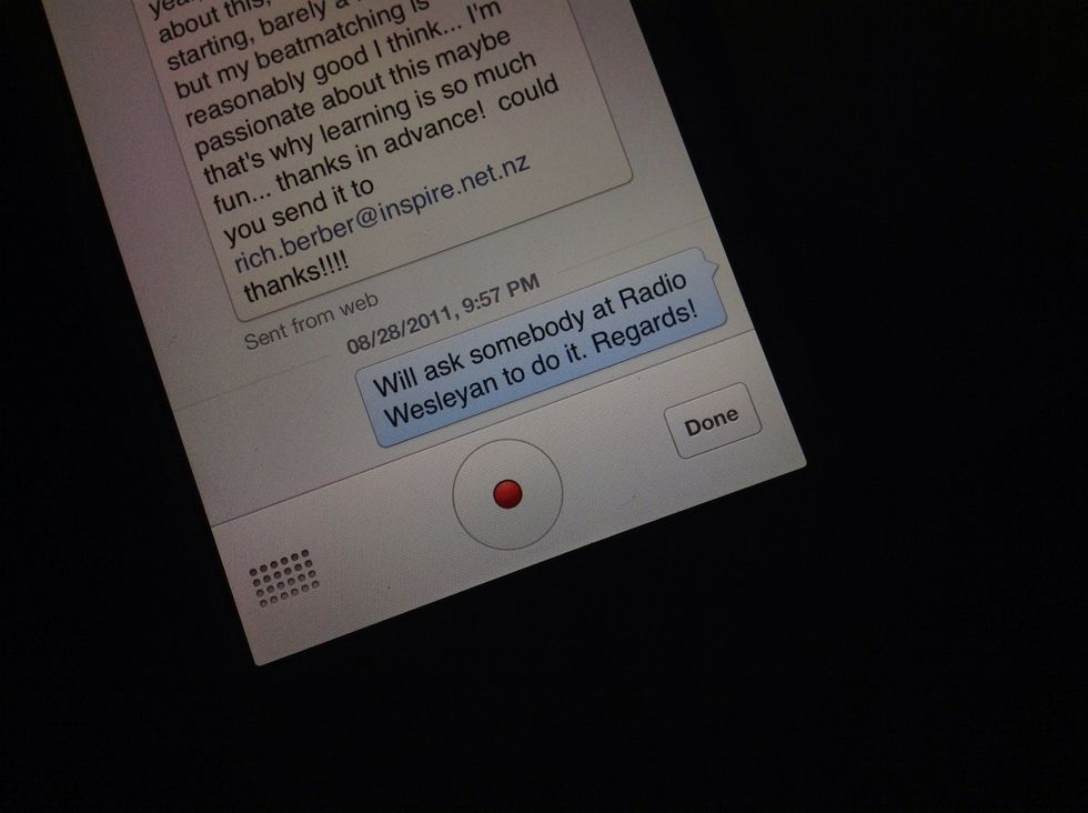 A recording button will appear. Press and hold the button while you speak, then release when finished.