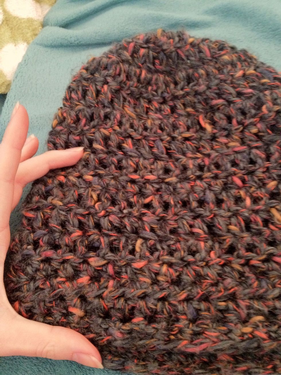 A rough guide is between 4-8 rows of tr to give you enough length. The more rows, the longer the hat which gives you the 'trendy' beanie that you can wear baggy to the back of your head.