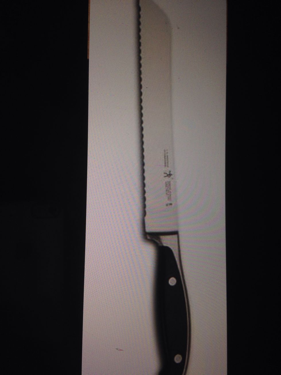 A serrated knife is used for cutting through things with a hard surface. I can use this with cutting crusty bead.