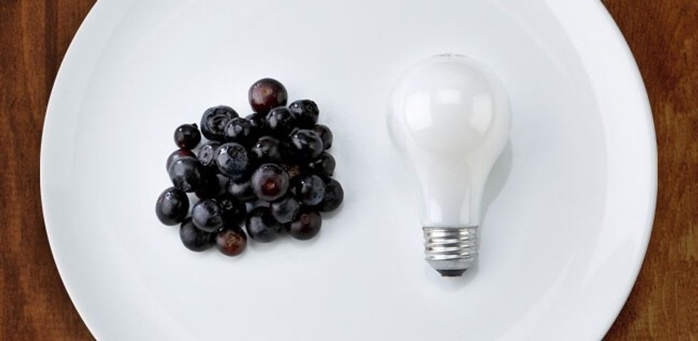 A serving size of fresh blueberries is the same size as a lightbulb.