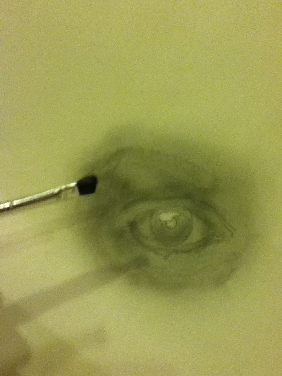 A small brush to start forming the shape of the eye by defining the darker areas!