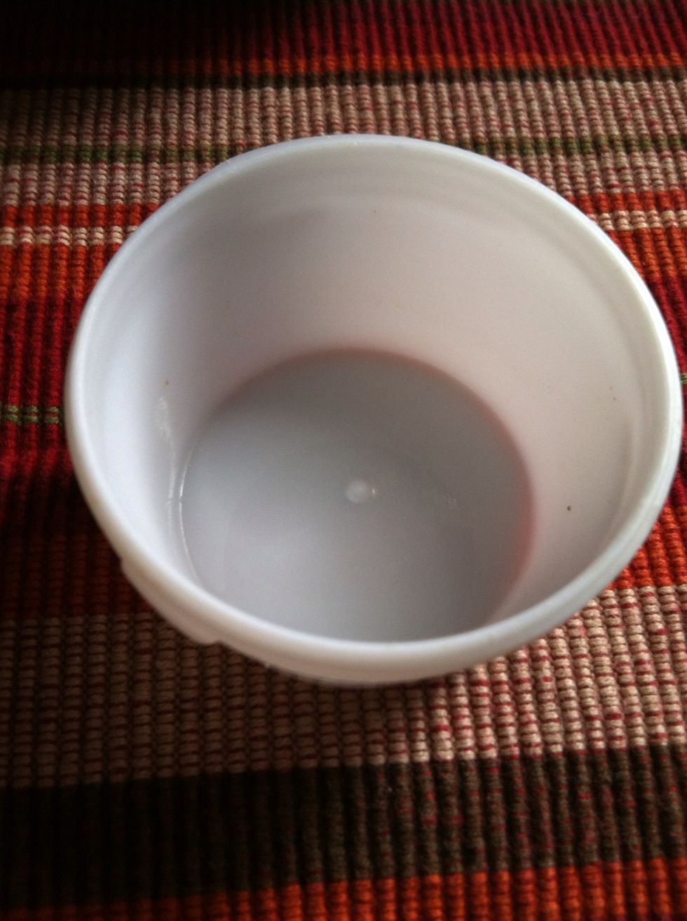 A small container where you put your egg whites. You only need about 2 tbsp. for your entire face and neck.