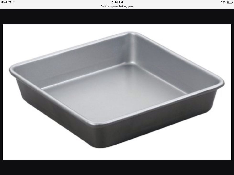 A square 9x9 baking pan is used to bake things on. I can use this to bake cake.