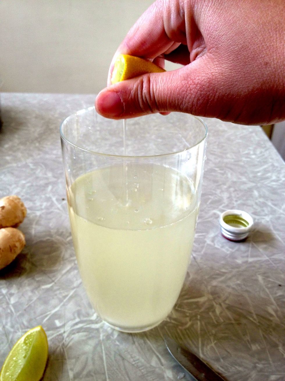 A squeeze of lime. (I picked my limes too late and they turned yellow).