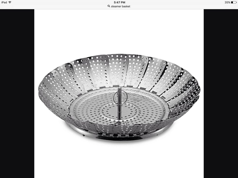 A steamer basket is used to steam foods over boiling water. I can use this to steam veggies.