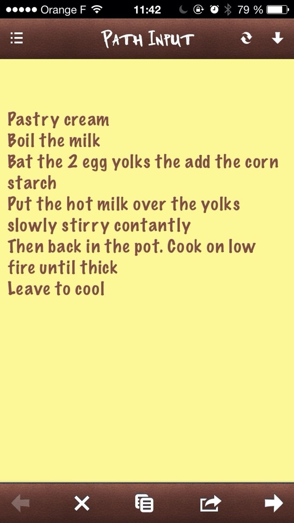 a summary of preparing the pastry cream. The only difficulty is the last stage.. Thickening...it can go fast. You can cook it in a water bath or have a bit of cold milk to drop the temp.