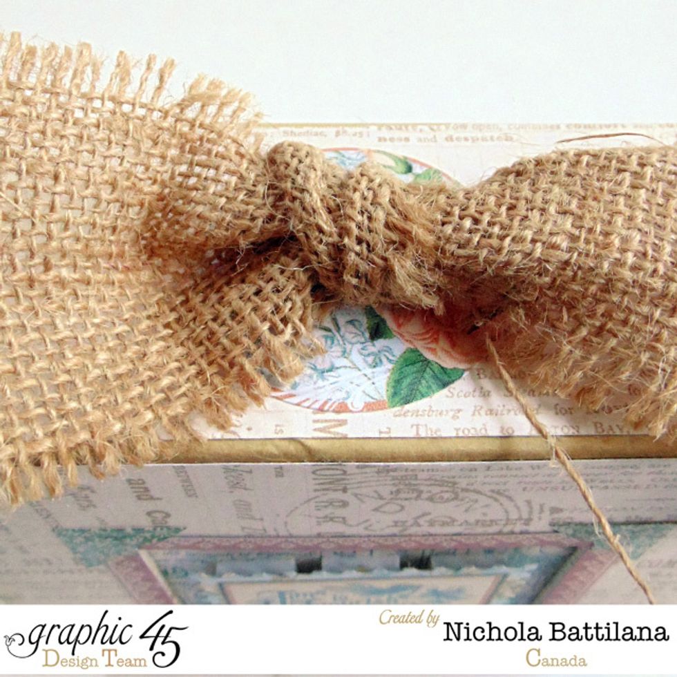A sweet burlap bow was added to the top edge of my box.