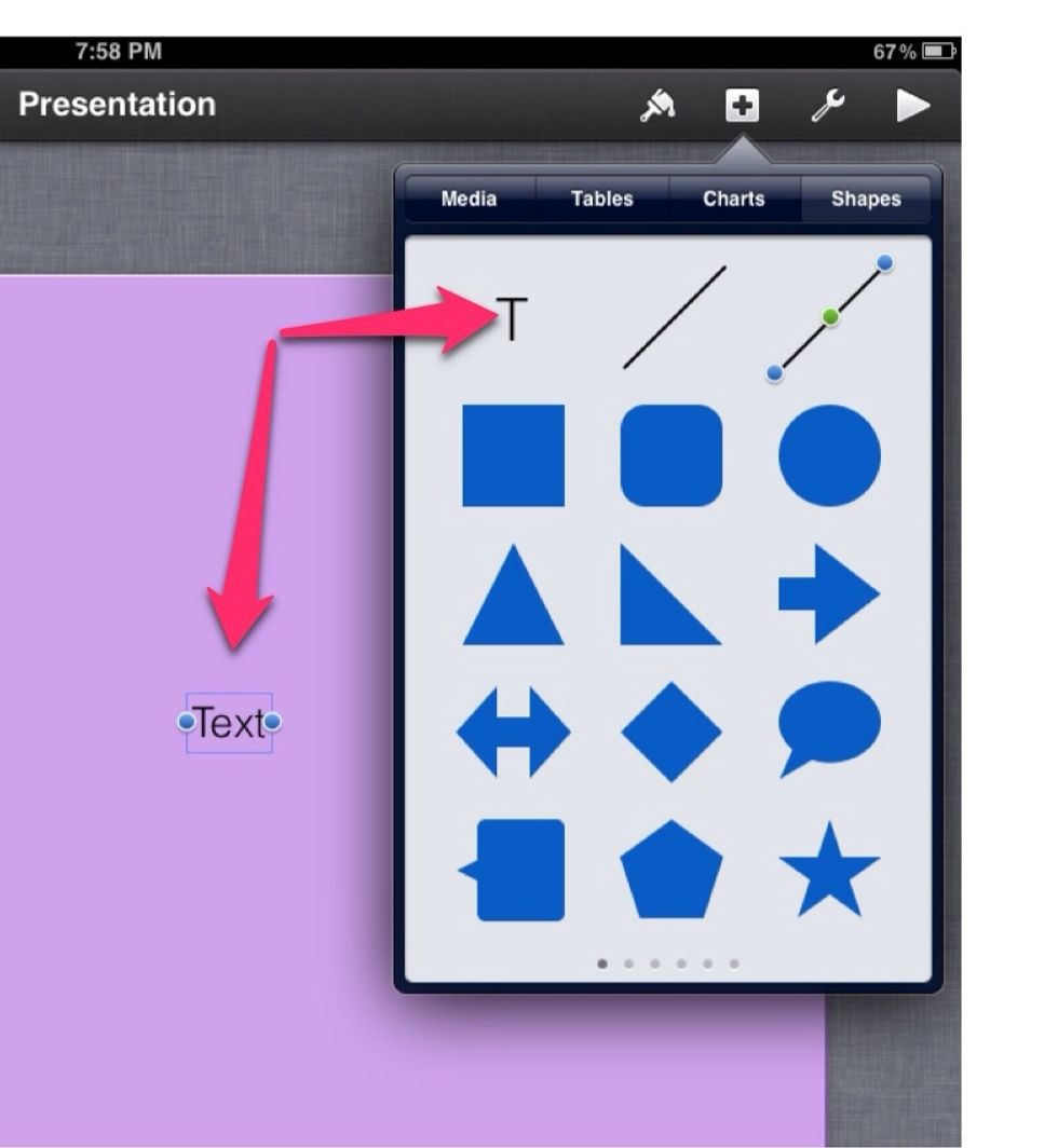 A text box will appear on your presentation , you can use the blue dots on the side to change the size of it