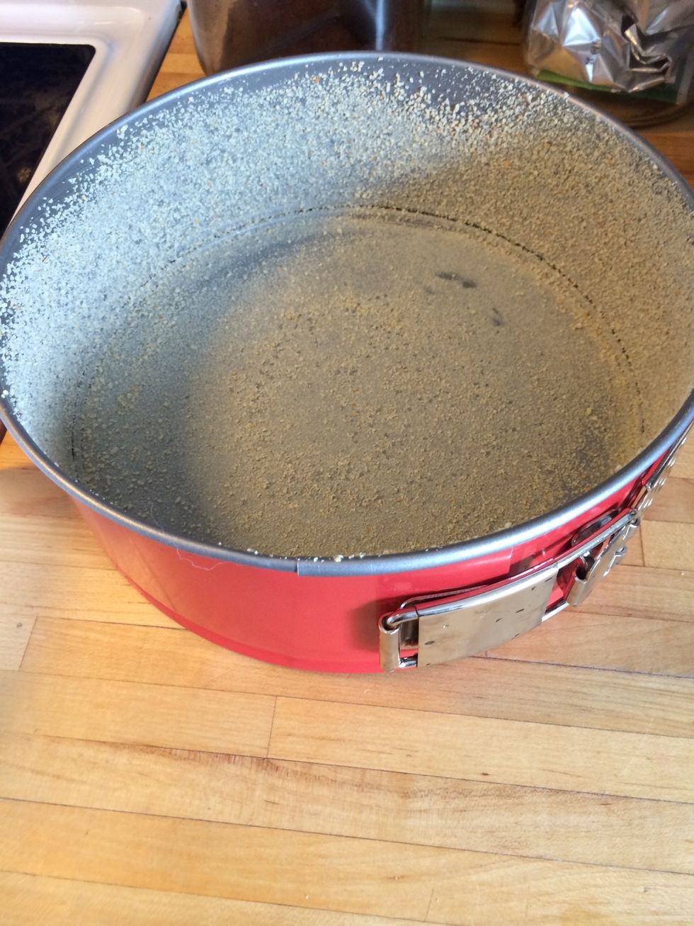 A thin layer in the whole dish to avoid the cake to stick.