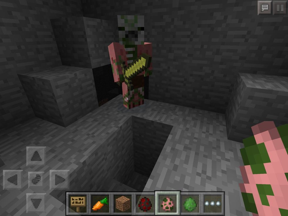 A very rare mob, the Zombie Pigman. He only appears once the Nether Reactor is activated. They are very vicious and dangerous so be on your guard!