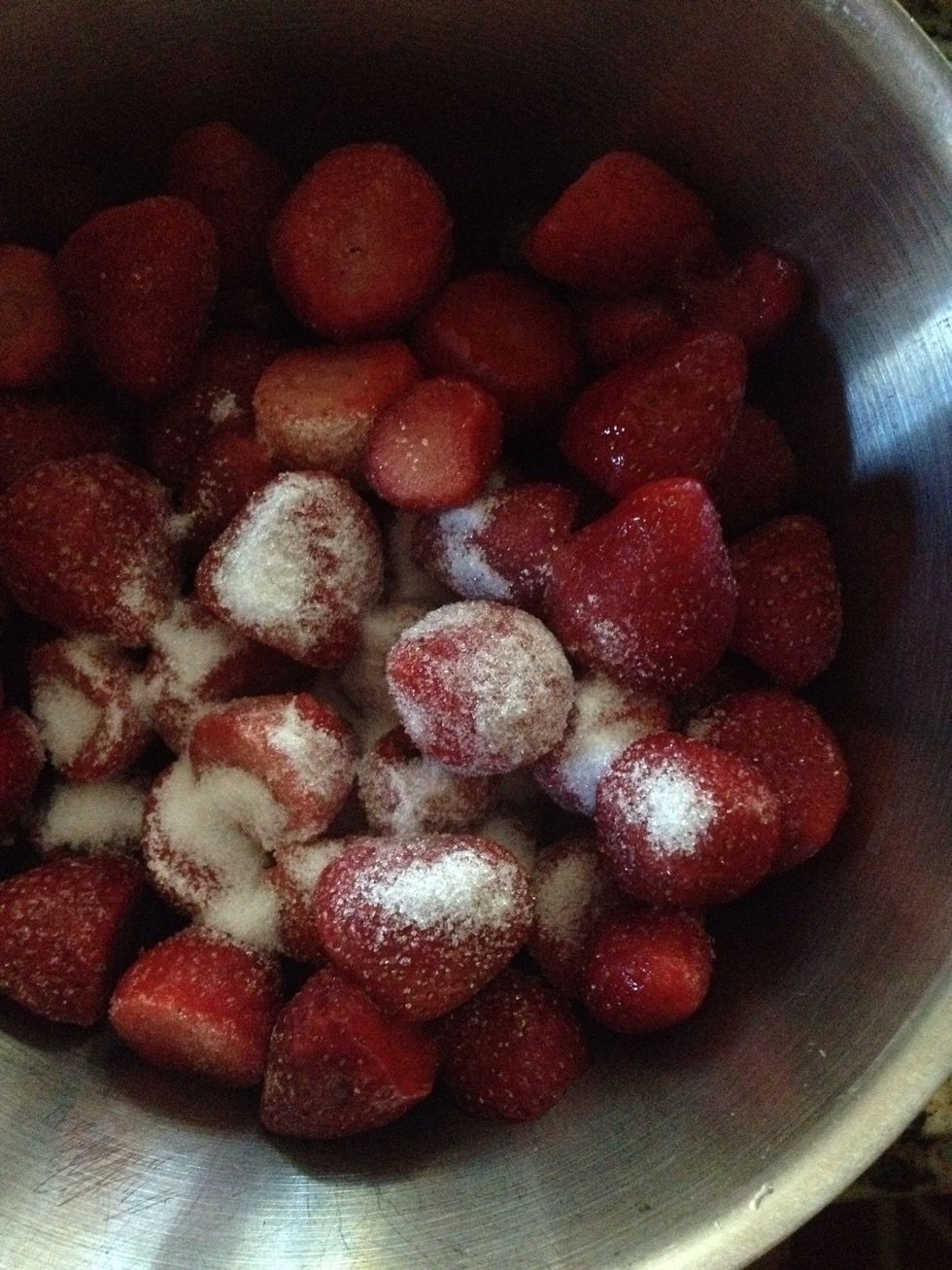 About 1/2 cup sugar..you can always add more later