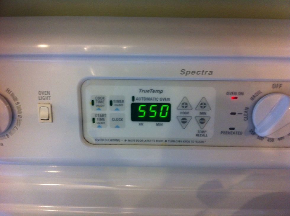 About 20 min before the end of the last rise start the oven preheating to 550 F...