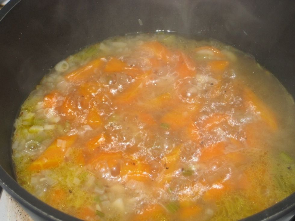 About 23 minutes later, the carrots are tender enough. Allow 5 minutes to cool before transferring into the blender.