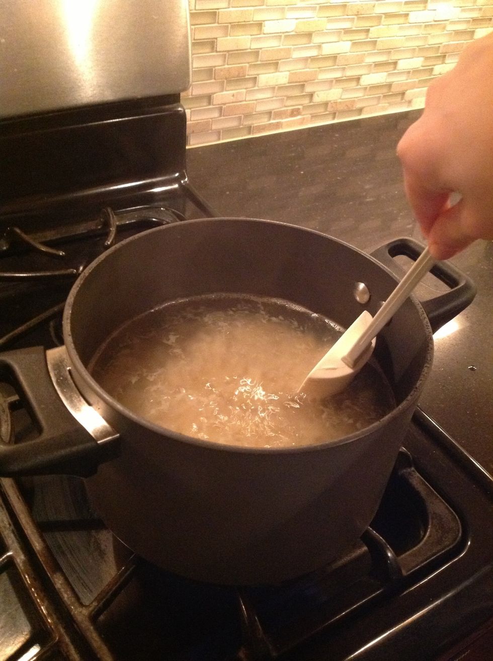 About half way through stir the noodles for about 30 more seconds.