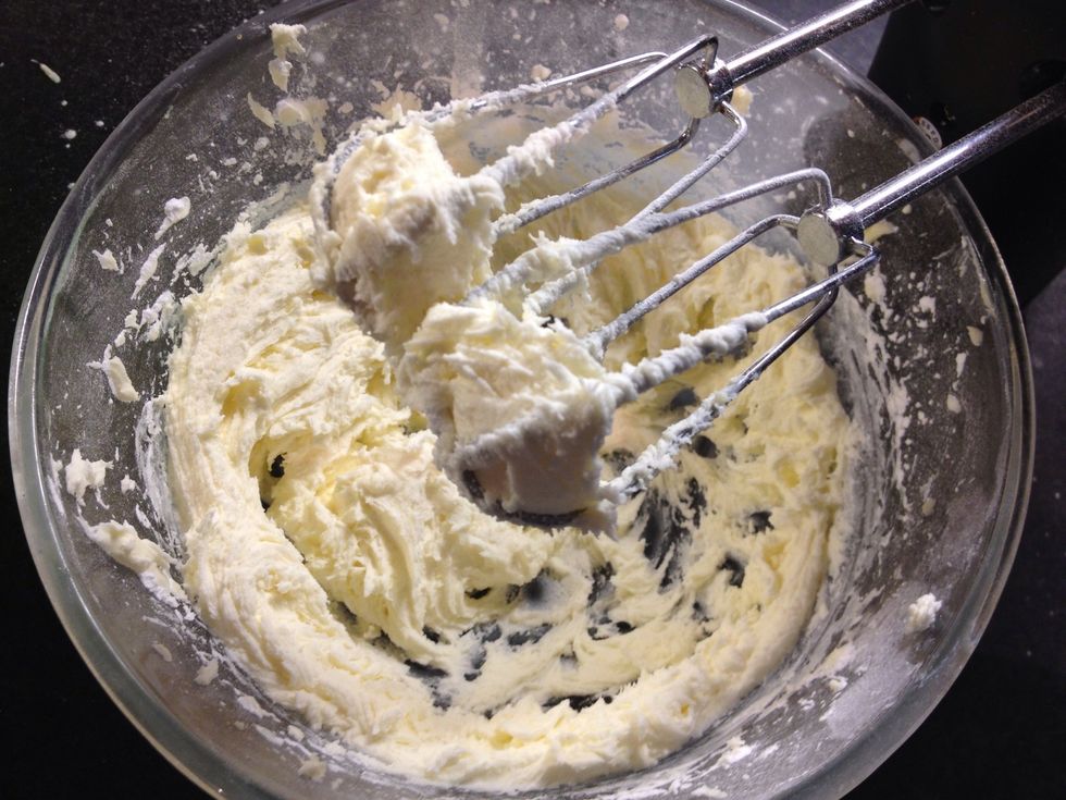 ... about halfway through, add a teaspoon of the vanilla extract... then keep adding the sugar.