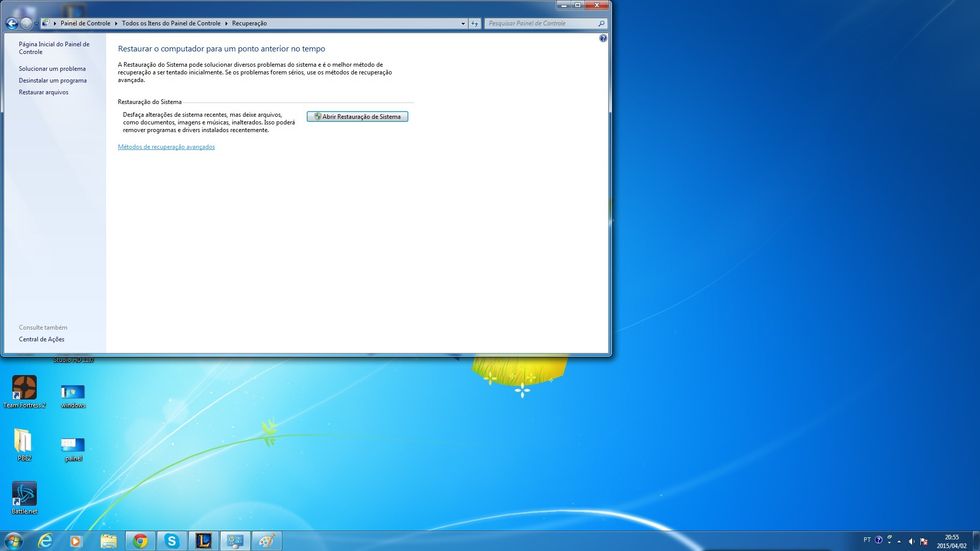 Abrir\u00e1 uma janela, clique em m\u00e9todos avan\u00e7ados
