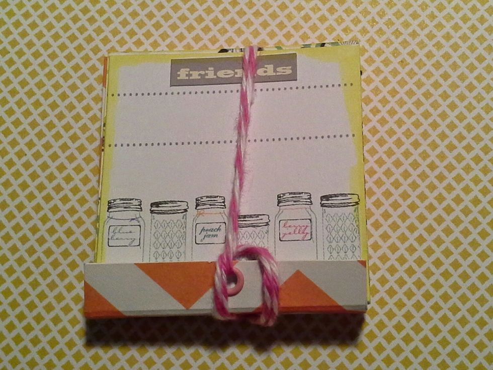 Accordian fold then on the flap punch a hole and set an eyelet. Thread twine through eyelet. Decorate album and add small photos like Zinks. Close by folding over flap and wrap twine around.