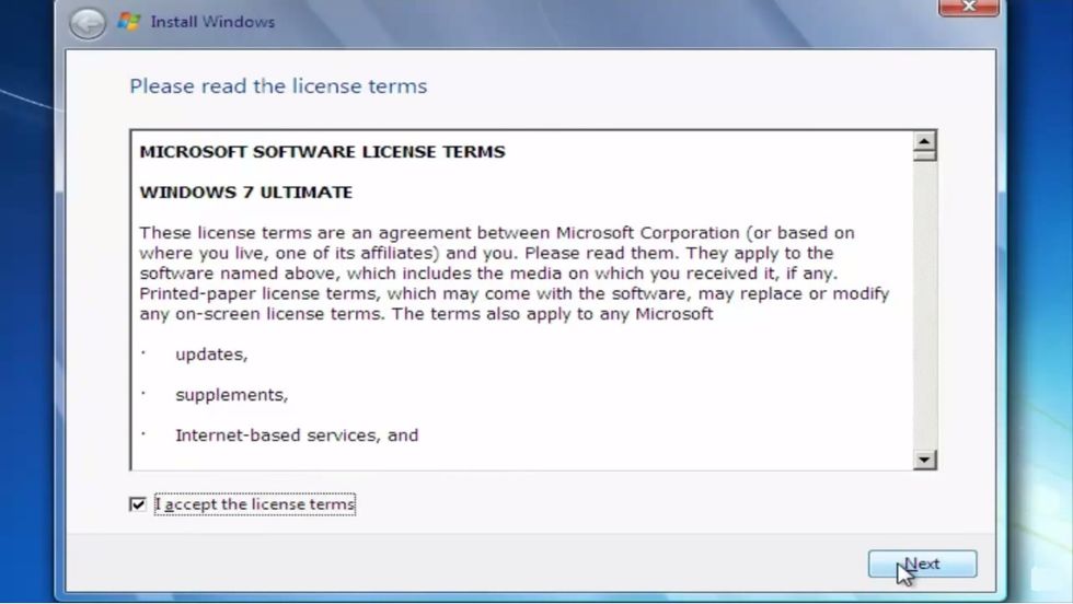 Aceite os termos e continue