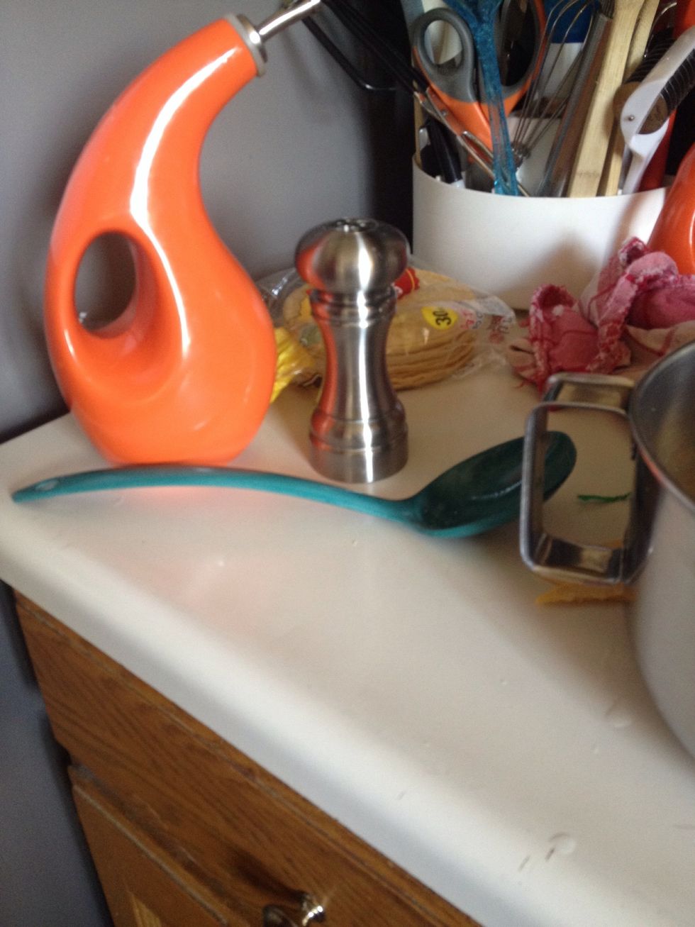 Acquire olive oil, salt, and a spoon