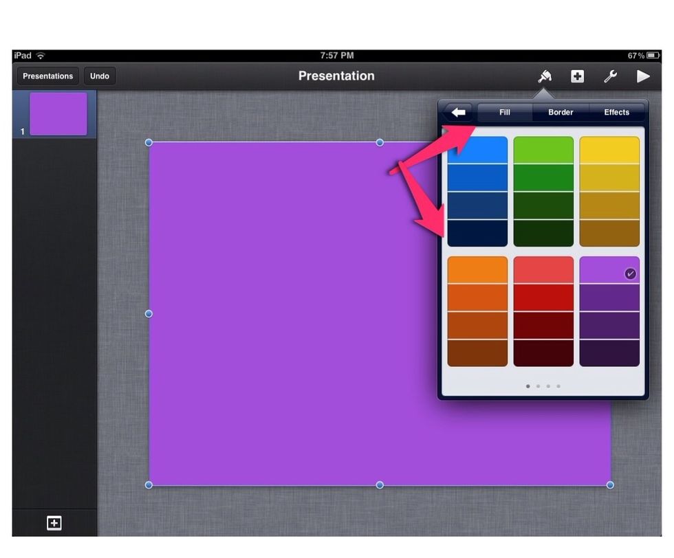 Across the top the click on 'fill' you can then choose the colour you would like to have as your background