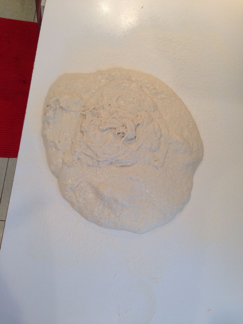 Action! Dump out the dough onto the counter