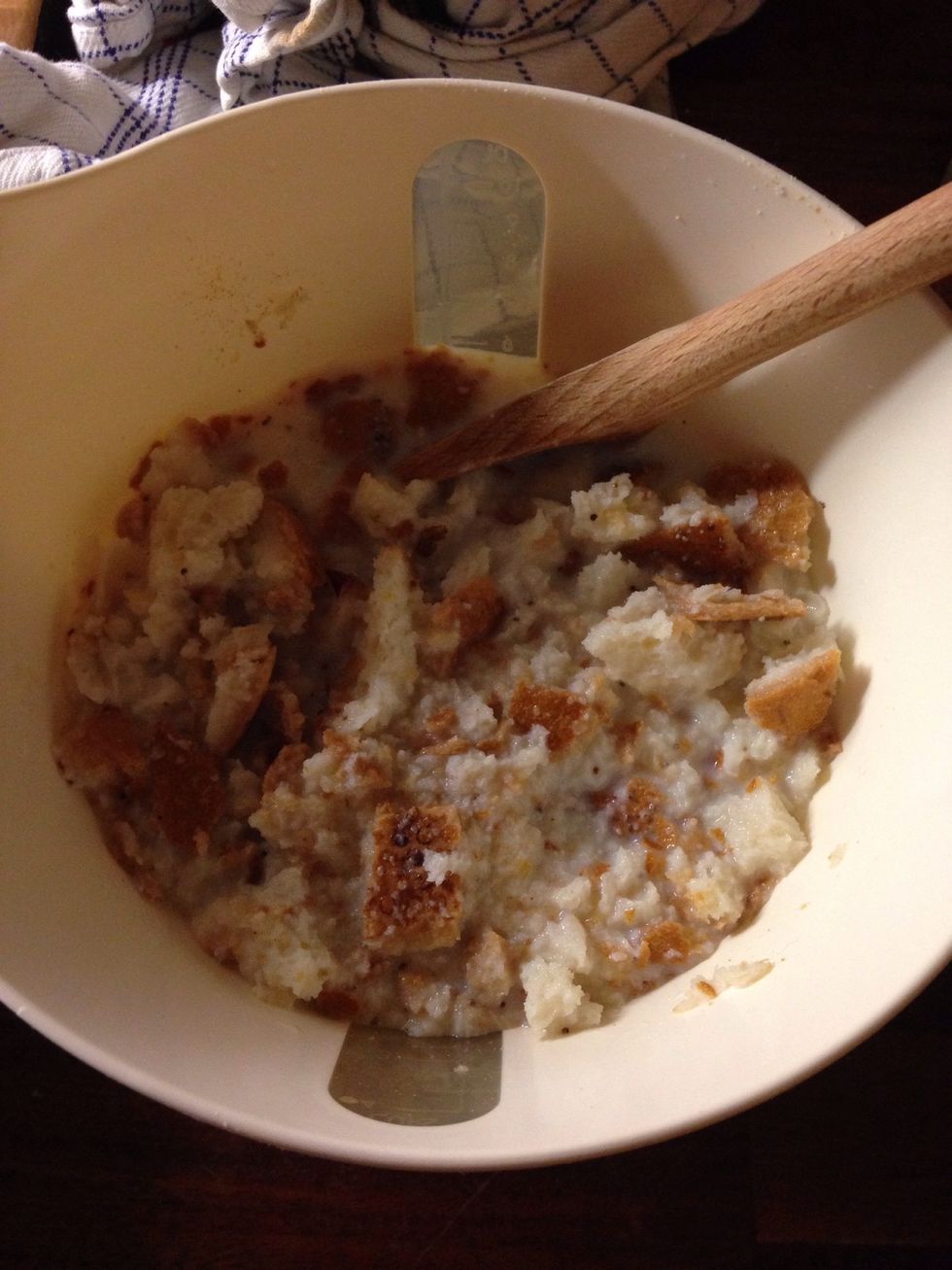 Ad in the bread and let i soak