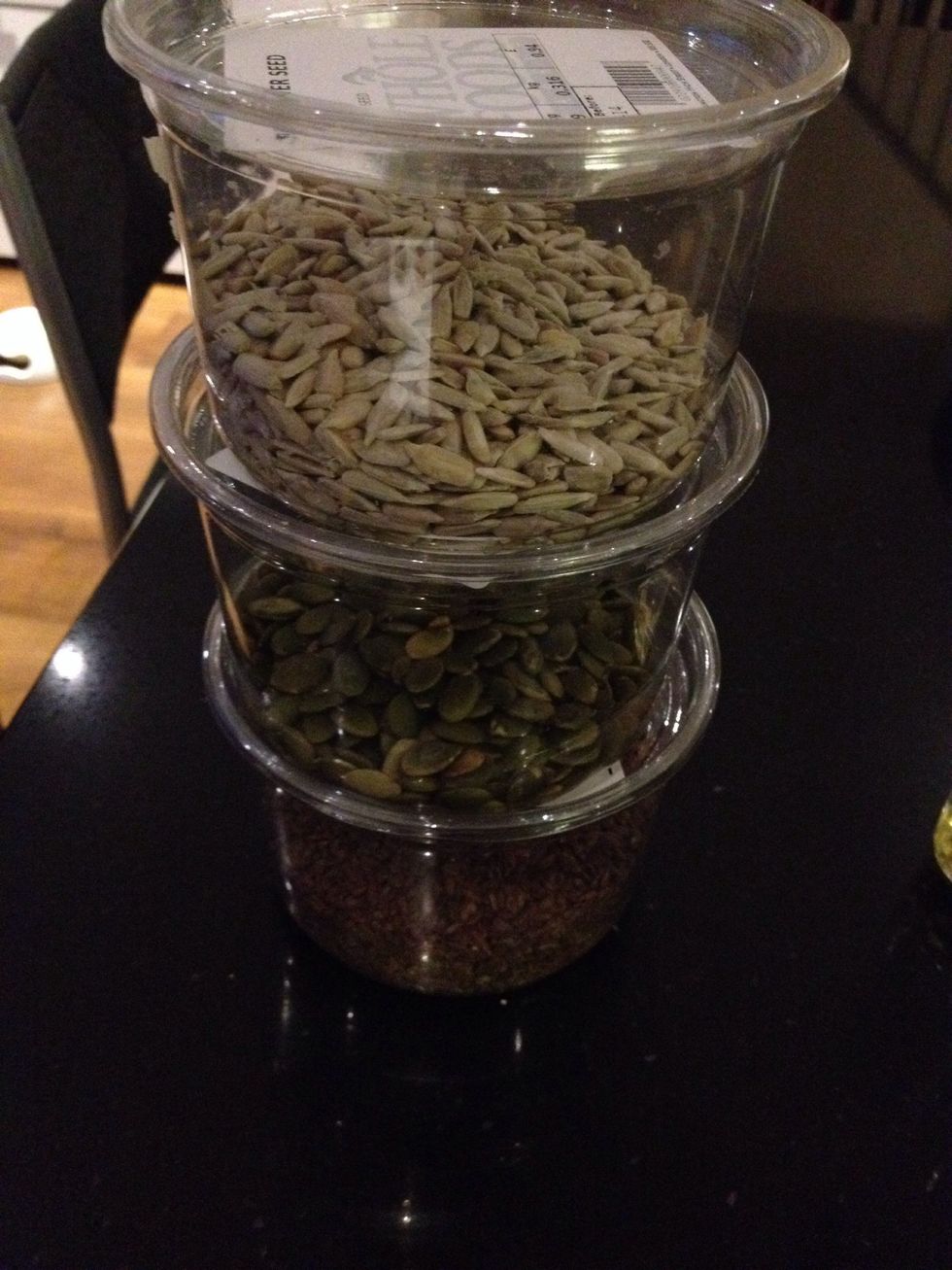 Ad the seeds and flour together