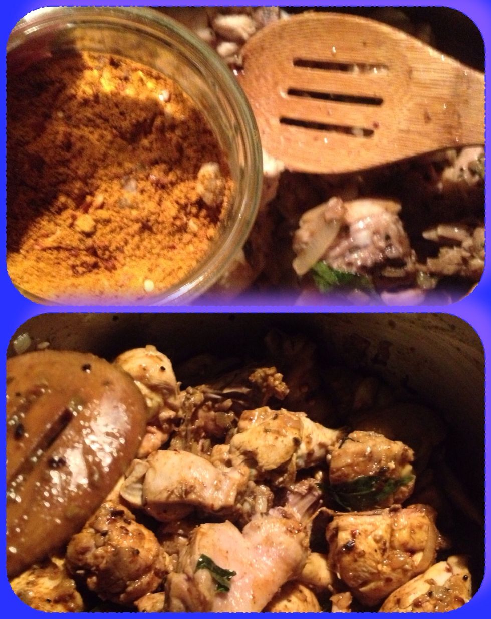 Ad your dry spices and stir well
