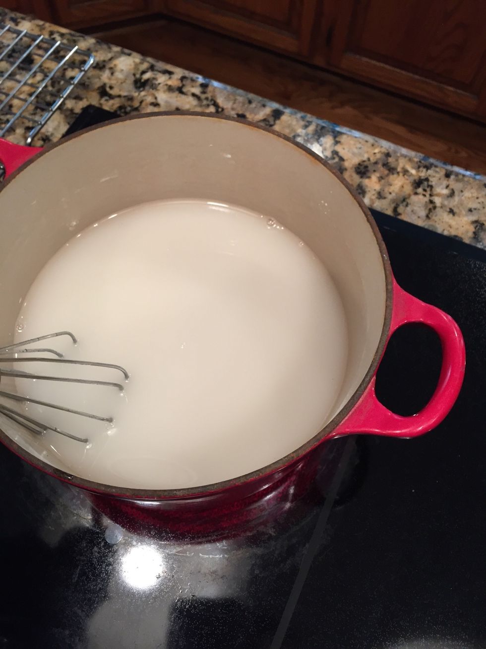 Add 1 1/2 c water and stir. Cook over medium heat until it thickens. This won't take but a few minutes