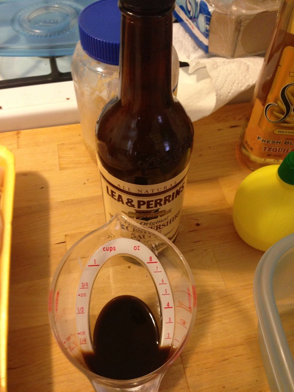 Add 1 1/2 oz of Worcestershire sauce to the mixture.