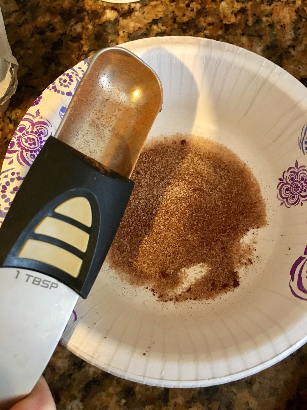 Add 1 1/2 tablespoons of cinnamon sugar to a bowl