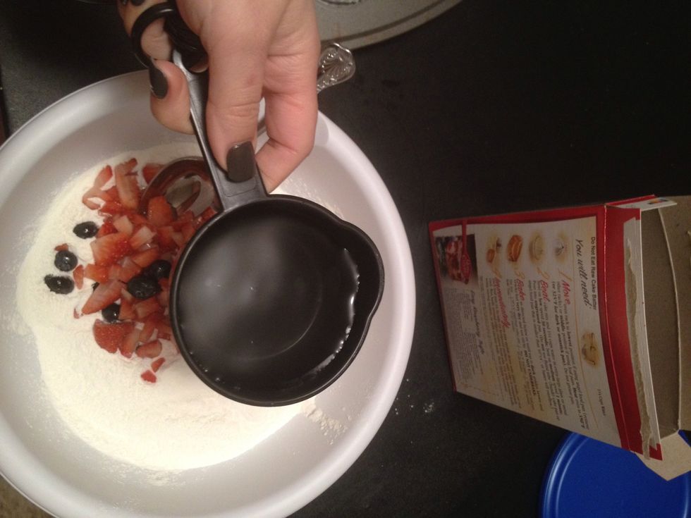 Add 1 1/4 cups of water or whatever your box mix tells you to add.
