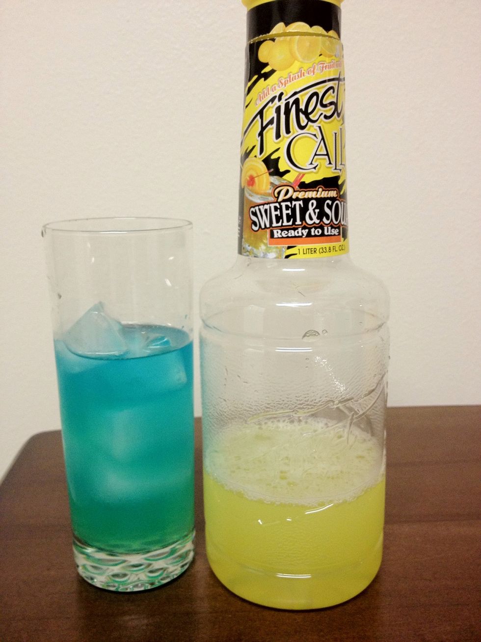 Add 1 1/4 ounces of Sweet & Sour Mix.