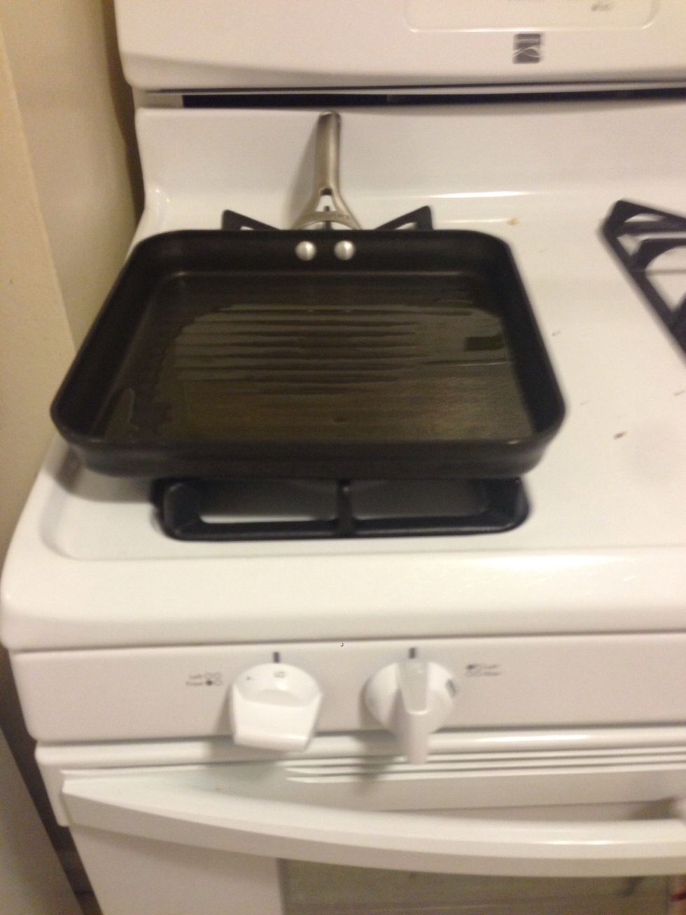 Add 1/2 c of oil to a pan or until your pan is halfway full of oil. I used olive oil, but you can use other if you like. Turn the burner on high.