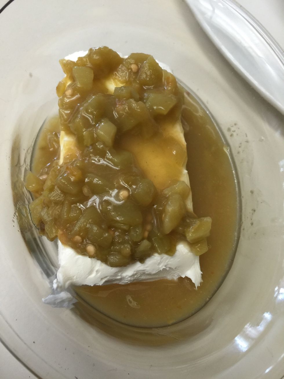 Add 1/2 can of green chiles and enchilada sauce.