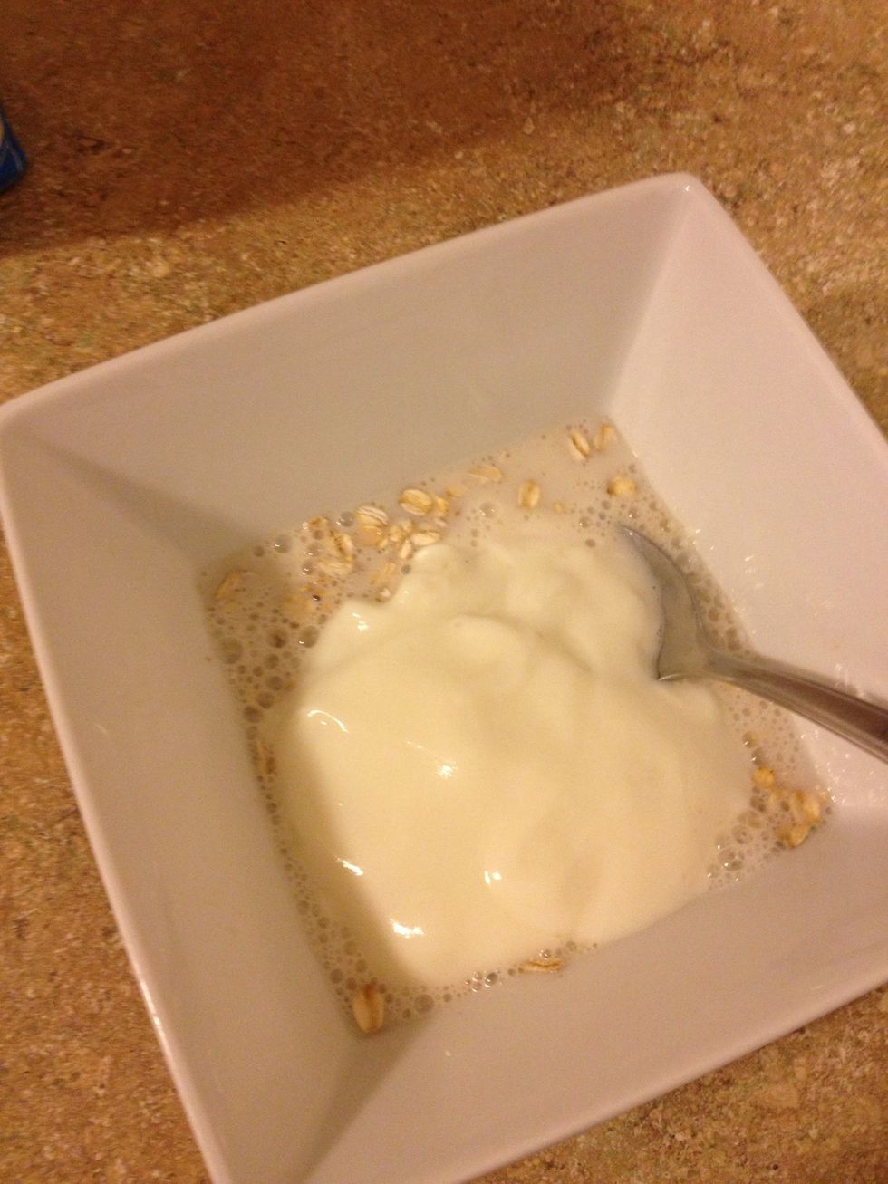 Add 1/2 cup French vanilla yogurt