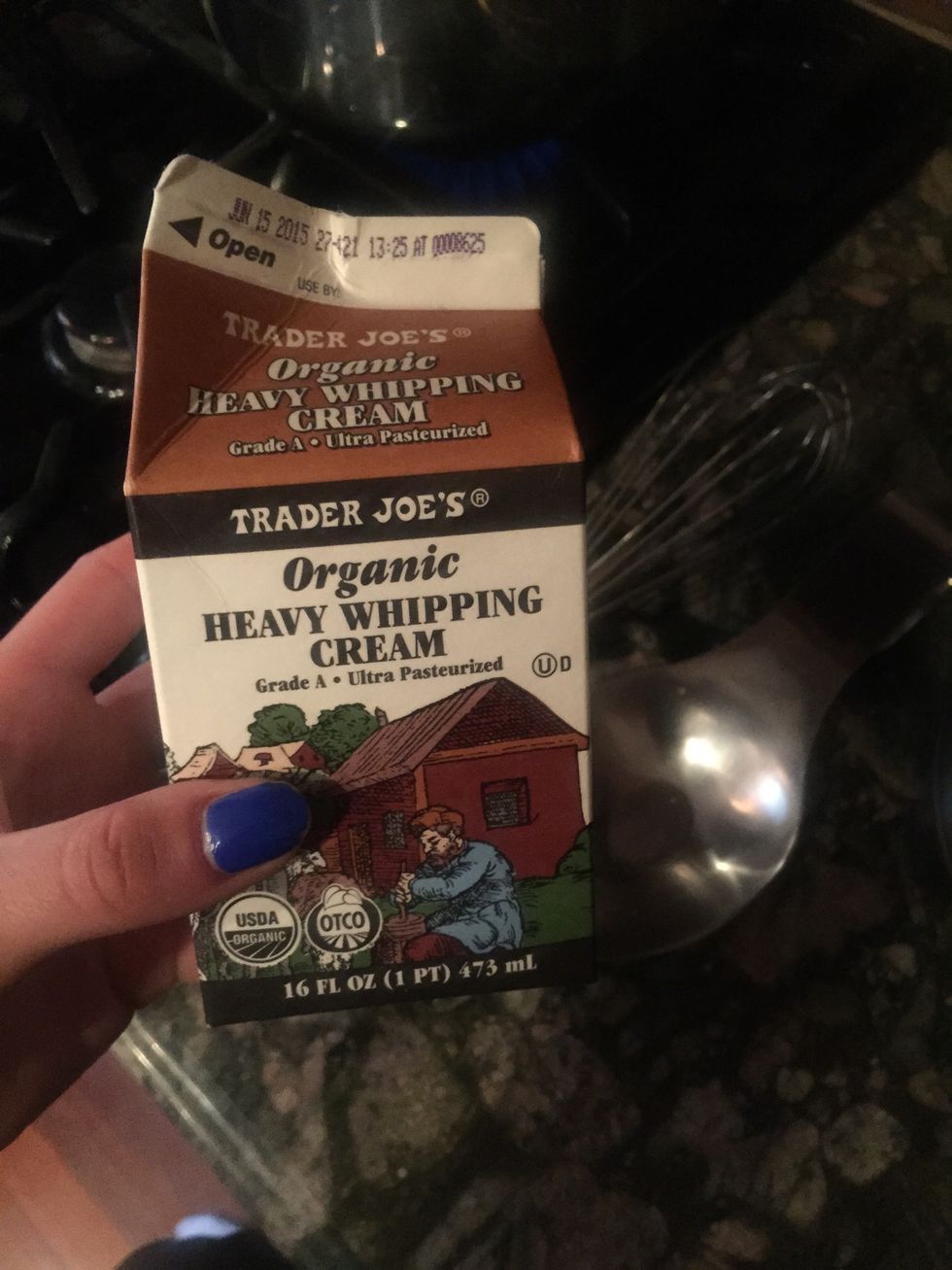 Add 1/2 cup heavy whipping cream to pot