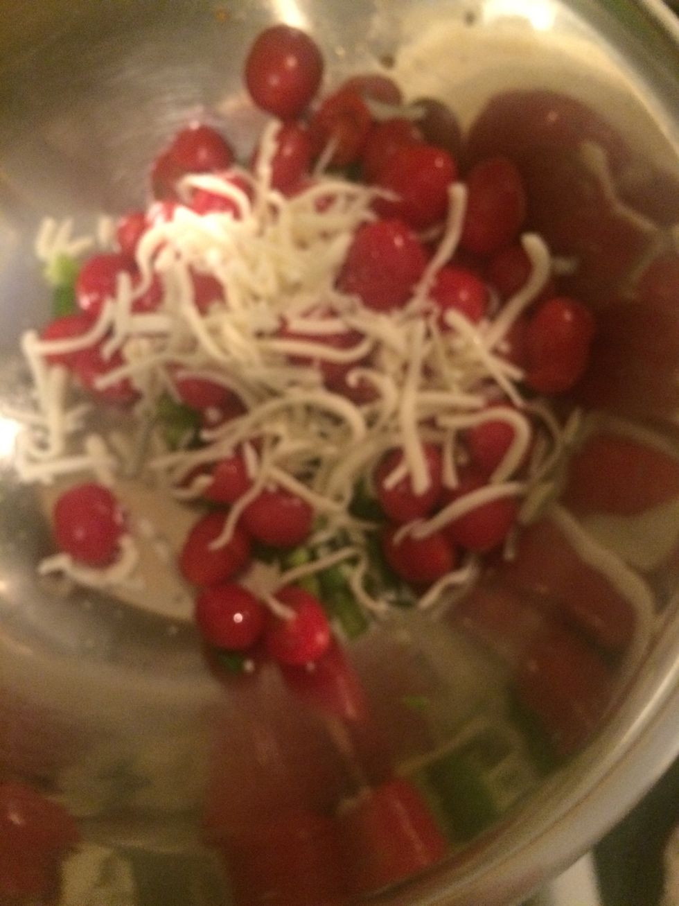 add 1/2 cup of shredded mozzarella cheese