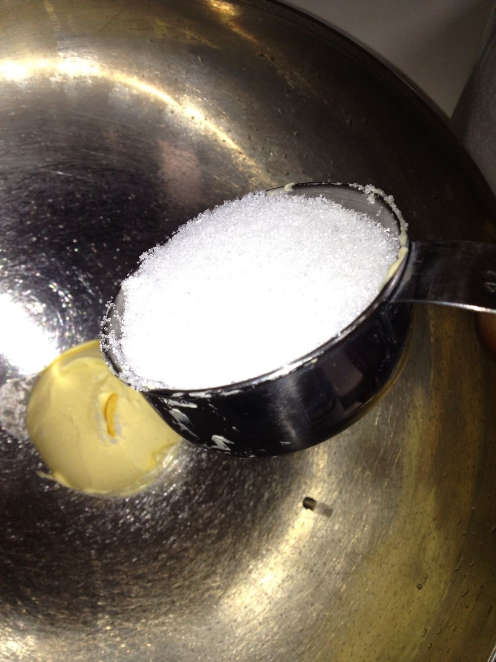 Add 1/2 cup of sugar to the butter/margarine mix.