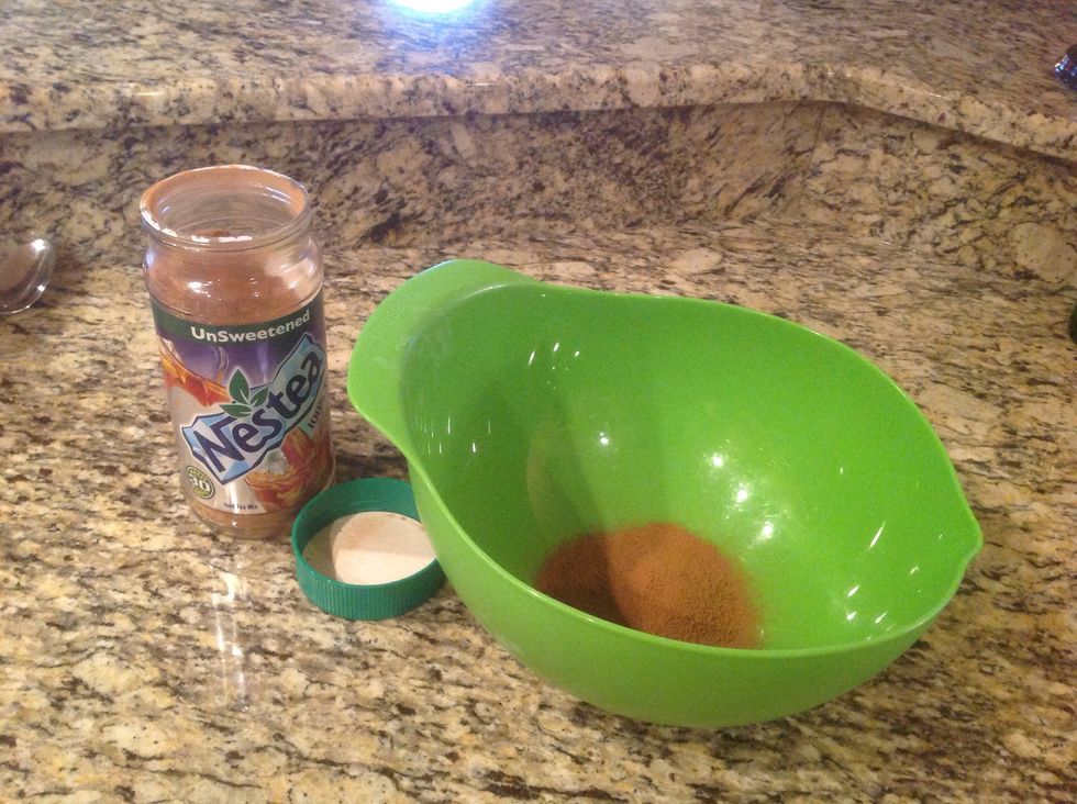 Add 1/2 cup of unsweetened instant tea into a large bowl.