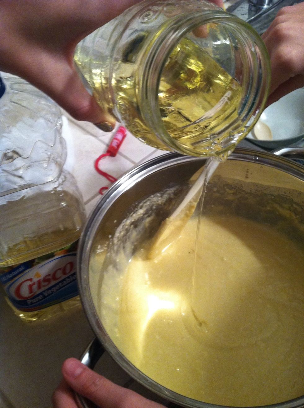 Add 1/2 cup of vegetable oil